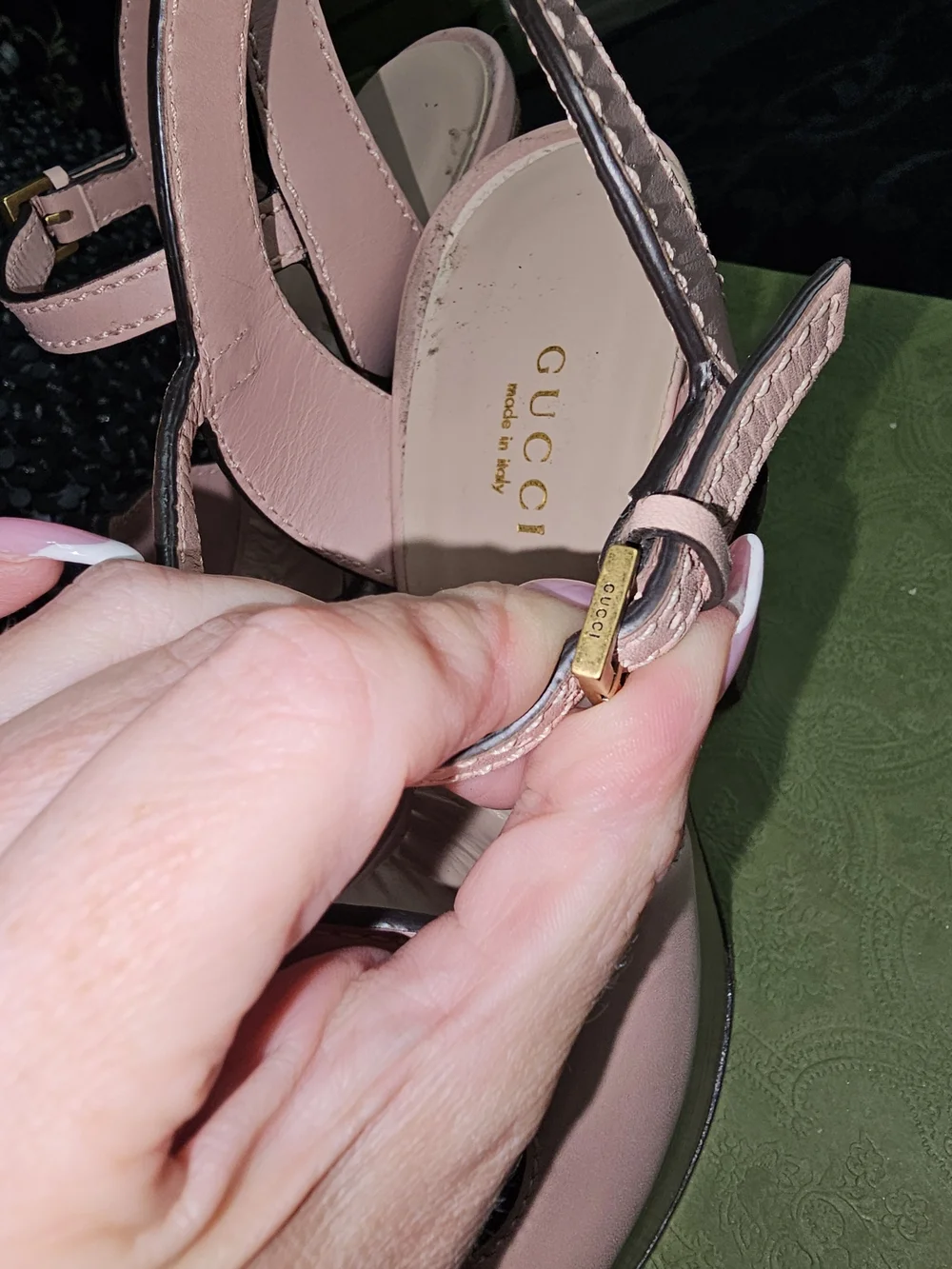 Gucci Cosmos Perfect Pink Leather Logo Platform Sandals 36